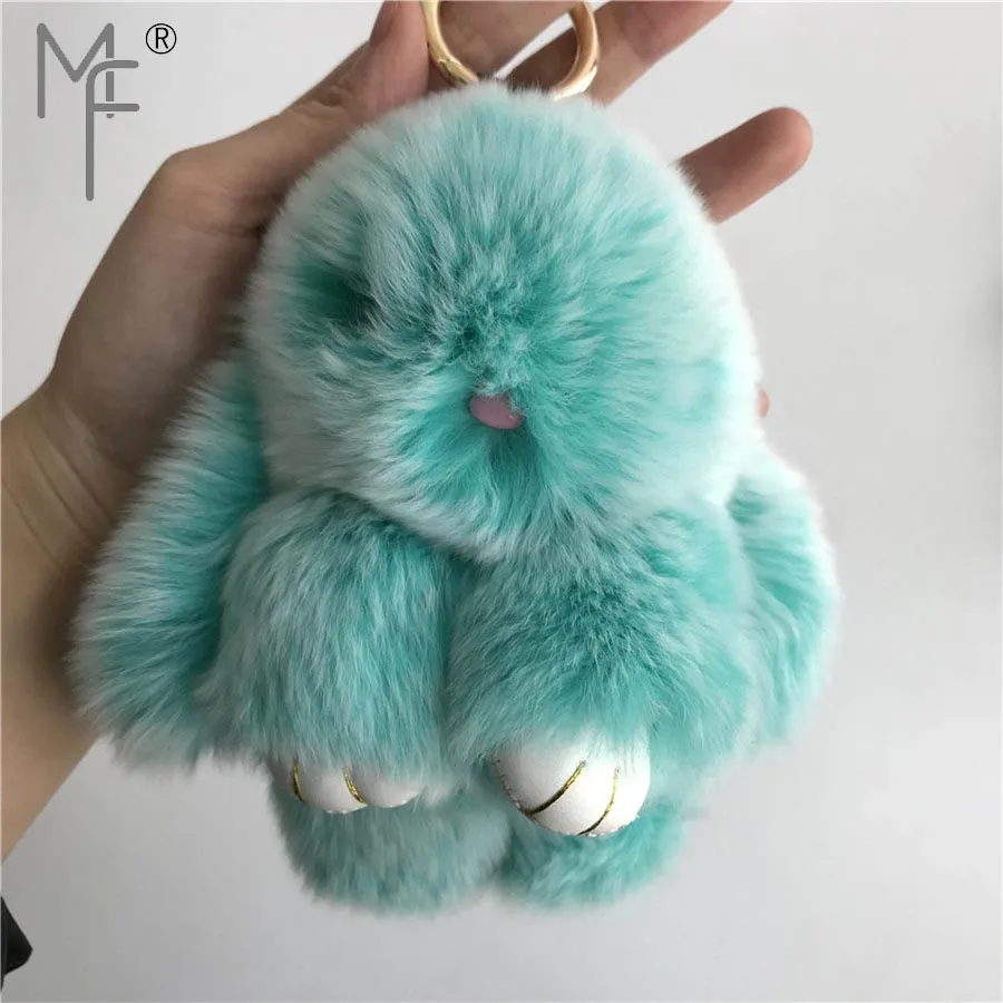 Magicfur настоящий мех кролика милый кролик с зеленым морозом брелок кольцо для