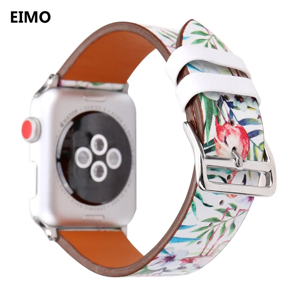 

Floral pattern Design For Apple watch band correa aple watch 42mm 38mm iwatch 3 2 1 Leather Strap Bracelet Wrist watchbands