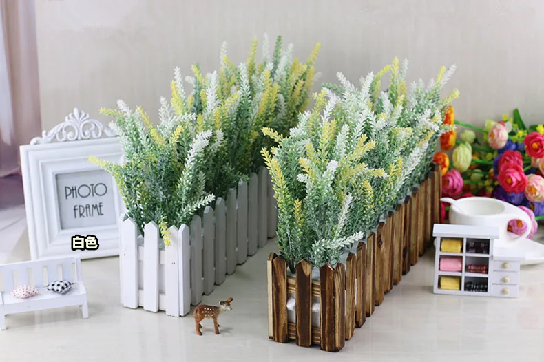 17 видов искусственных цветов лаванды с деревянной ваза в виде забора набор шелковые цветы для дома детский сад окно украшение подарок на день рождения