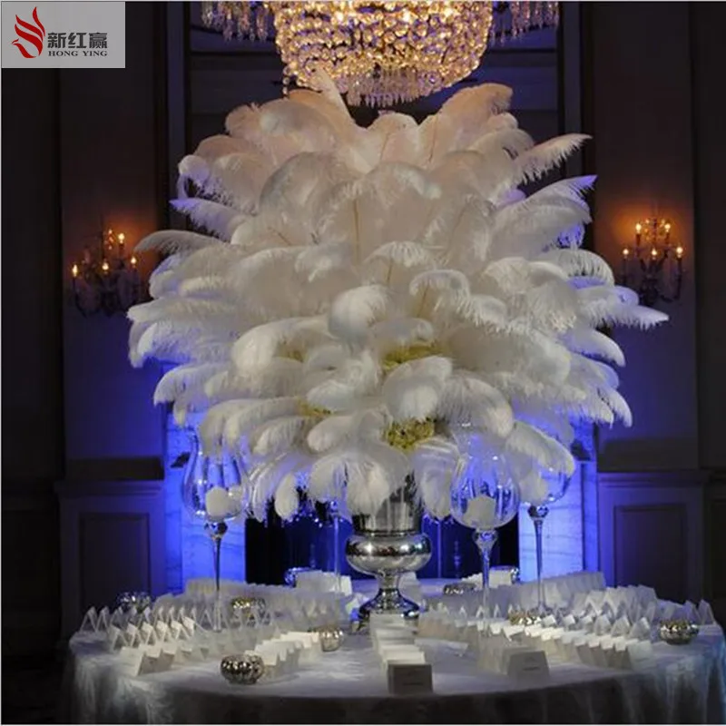 

50PCS natural white ostrich feather 25-30 cm / 10 to12 inches feathers wedding decoration performance art plume
