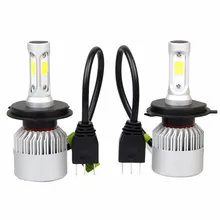 2x H4 светодиодный головной светильник преобразования 8000LM 80W COB 6500K белый светильник лампы Водонепроницаемый