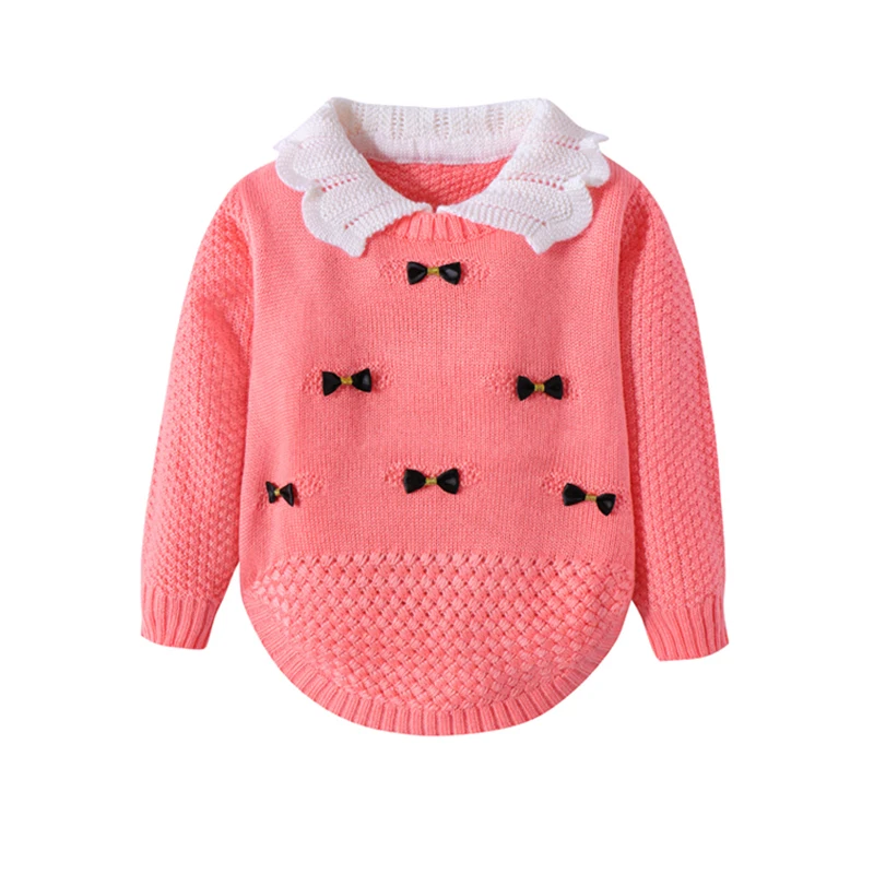 Buy Crochet Bow Girls Sweaters Long Sleeve Cotton