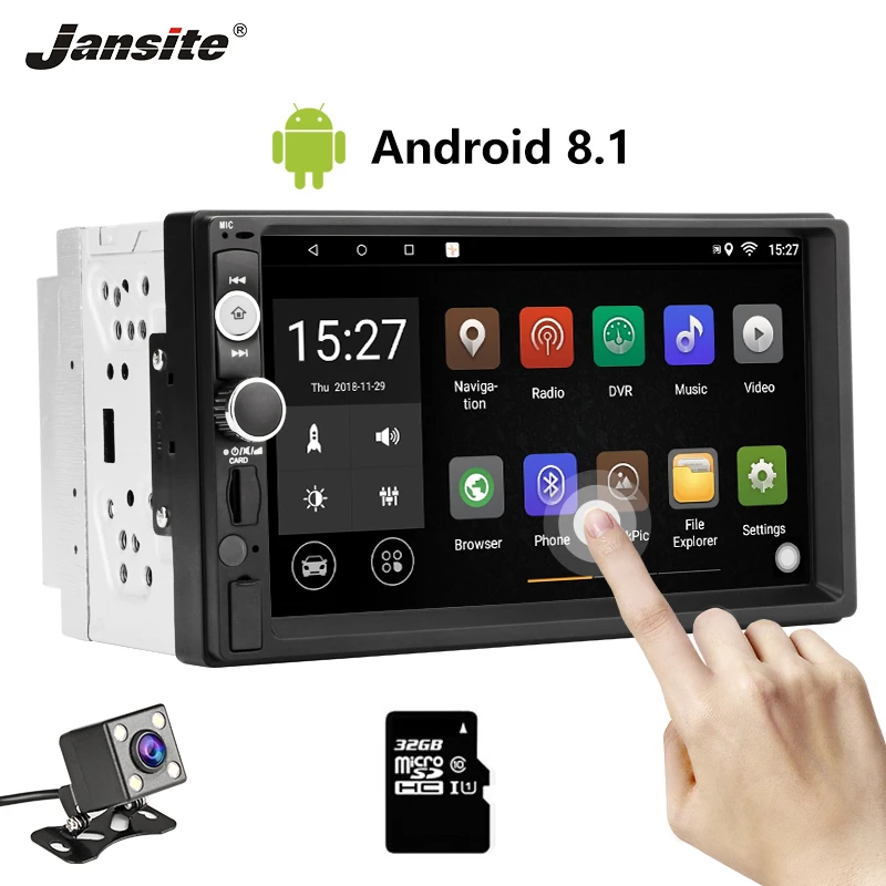 

Jansite 7" 2 din Car Radio Android 8.1 player + Digital Touch screen GPS Navigation Bluetooth mirror Autoradio With Backup camer