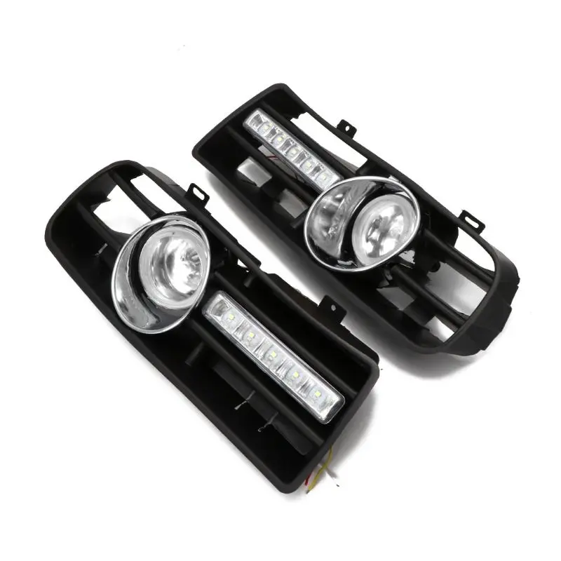  New 1 Pair Vehicle Car Front Lower Side Bumper Grille With LED Fog Light & DRL Light White/Yellow - 32967775129