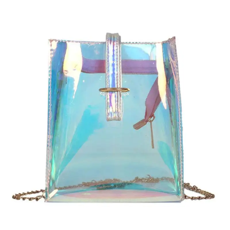 

Women Plastic Bucket Handbag Famous Designer Crossbody Bags for Women PVC Shoulder Bag Long Chain Laser Handbag Clear Party Bag
