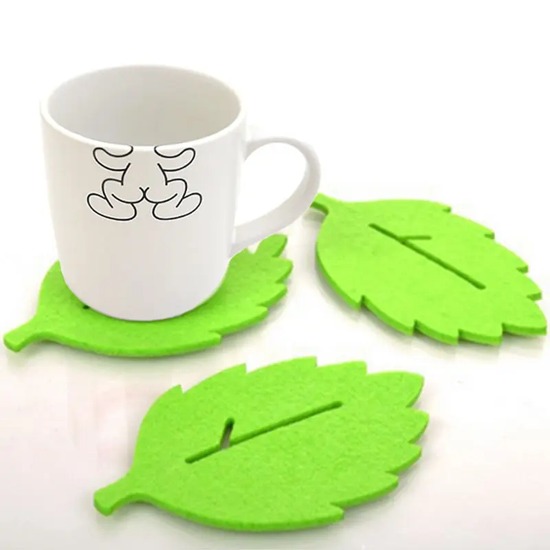 3 шт. термоизоляционный войлочный коврик в форме листьев|cup coaster|felt matmat table |