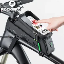 ROCKBROS Водонепроницаемая передняя трубка велосипедная сумка для телефона с сенсорным экраном велосипедная Рама Сумка-паннер для 5,8/6 дюймов bmx Mtb Аксессуары