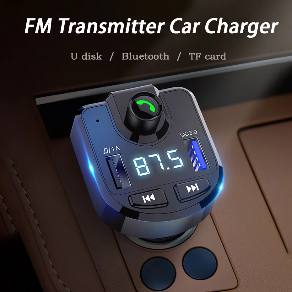 FM передатчик Aux модулятор автомобильный комплект громкой связи Bluetooth автомобильный аудио MP3 плеер с 3.1A Quick Charge двойной зарядное устройство usb