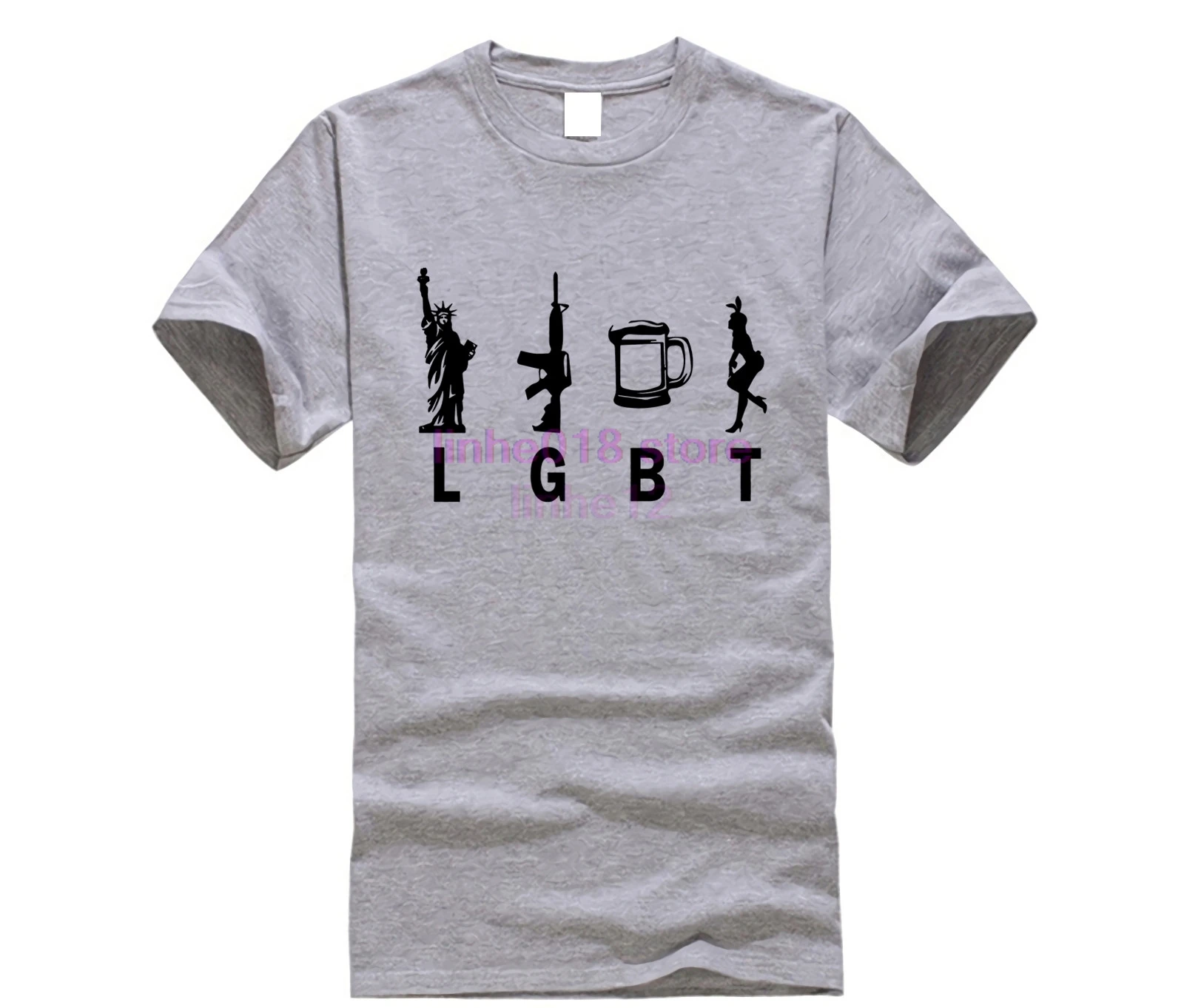 

Printed T Shirt Men Cotton T-Shirt New Style T Shirt Hot Sale LGBT - LIBERTY GUNS BEER & TITTIES New Men Cotton T-Shirt