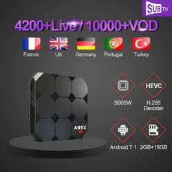 SUB ТВ IP ТВ подписки Full HD французский IPTV Box A95X Smart Android 7,1 ТВ Box 2G 16G S905W IP ТВ Европейский французский арабский язык IPTV приставка