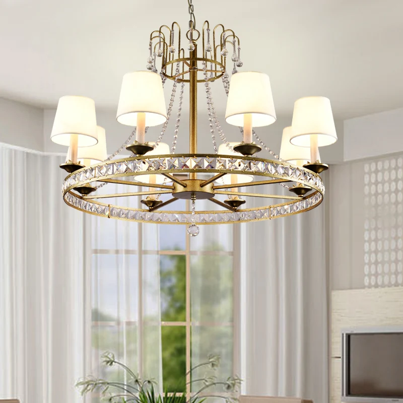 

europe American French wrought iron crystal pendant light living room retro personalized dining room bar hanging light lamp