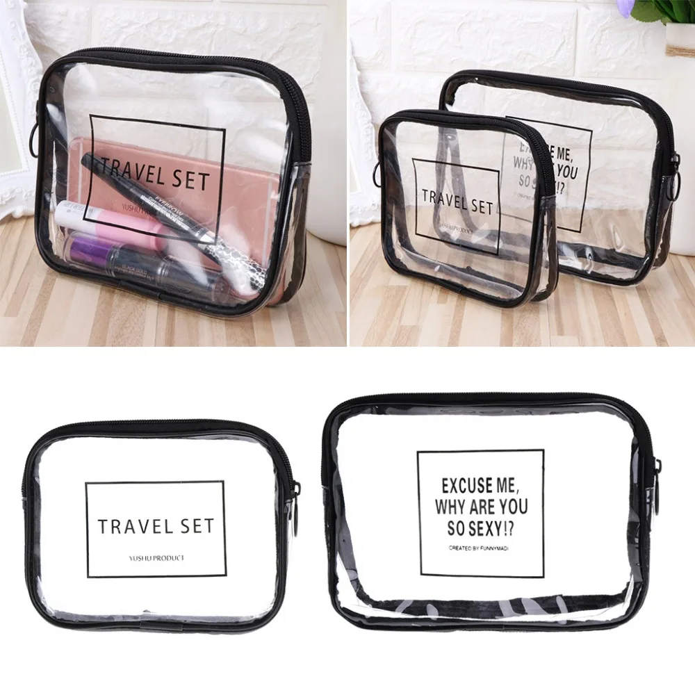 

Waterproof PVC Zip Pouch Case Transparent Clear Travel Cosmetic Wash Bag Storage