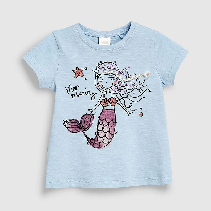 

2019 latest fashion tops cotton sea-maid print boutique baby girl shirt