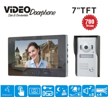 

ZHUDELE FREE SHIPPING Wired 7" Color TFT LCD Touch Monitor Video Door phone Intercom System With 1 Waterproof Doorbell Camera