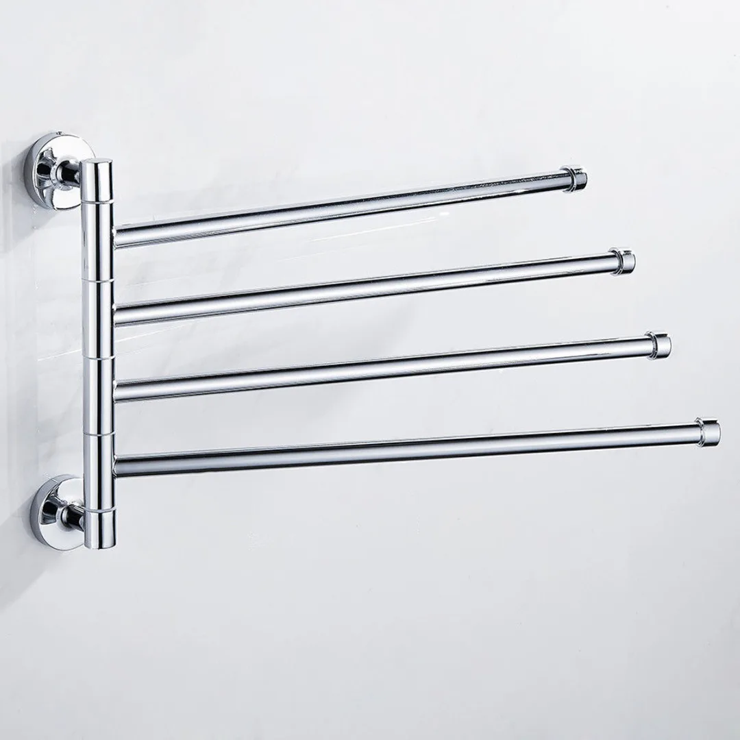 2/3/4Arm Quality Stainless Steel Swivel Towel Holder Wall Mounted Towel Hanging Bar Rack Portable Easy Install Bathroom Hardware