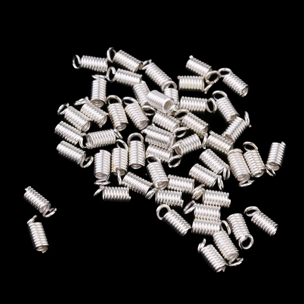 50pcs Cord Coil Spring End Crimp Fasteners for DIY Jewelry Necklace Braceletin Jewelry Findings