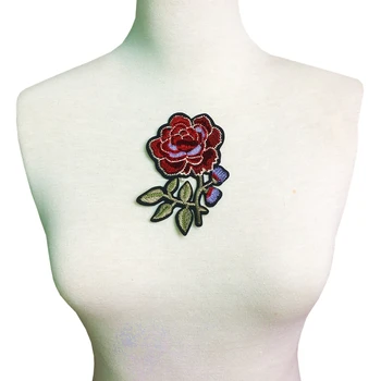 

10pc 11x8cm Rose Flocking Embroidery Patch Flower Embroidered Applique Flowers Patches For Clothing Appliques Parches AC1209