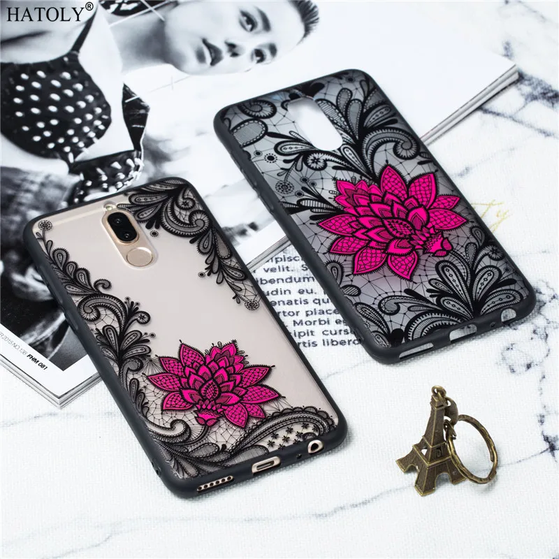 

Huawei Mate 10 Lite Case Huawei Nova 2i Cover TPU +PC Lace Rose Flower Silicone Phone Case Mate 10 Lite Back Cover Funda Capa