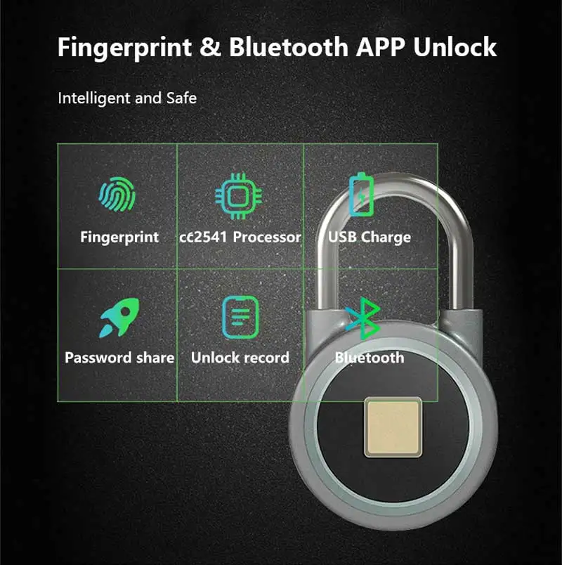 card reader keypad Smart Fingerprint Bluetooth Padlock Multi-function Waterproof Doorlock Mobile App Control GPS Track Keyless Padlock Cabinet Lock smart deadbolt