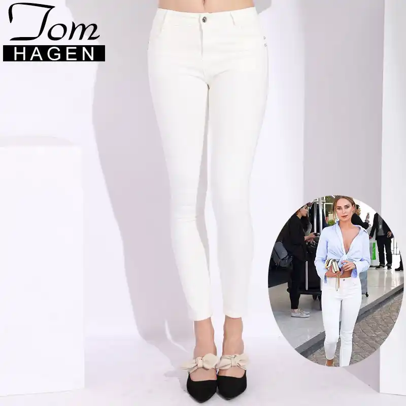 white slim trousers ladies