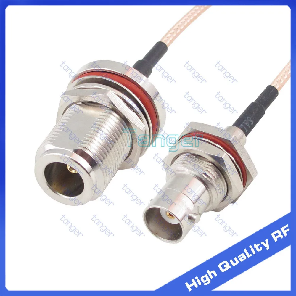 

N female with nut to BNC female front with nut with RG-316 RF Coaxial Pigtail Jumper cable 6" 15cm Tanger High Quality cables