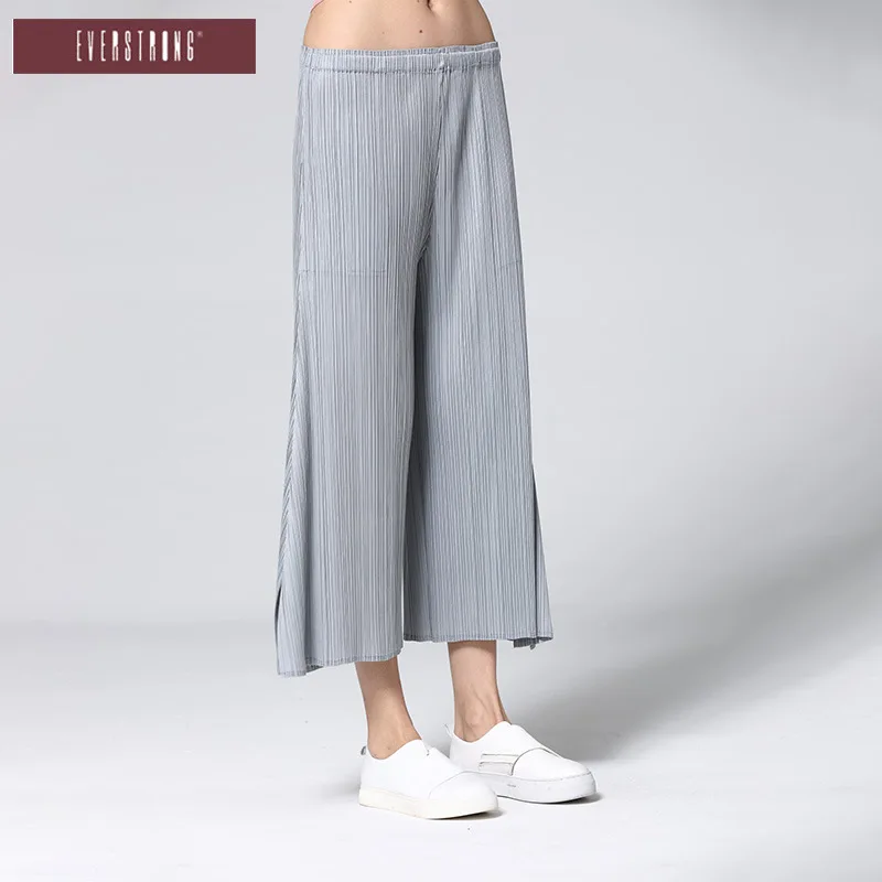 Miyake/плиссированные брюки с широкими штанинами; Новинка 2019 года; Свободные плиссированные брюки; дышащие эластичные брюки