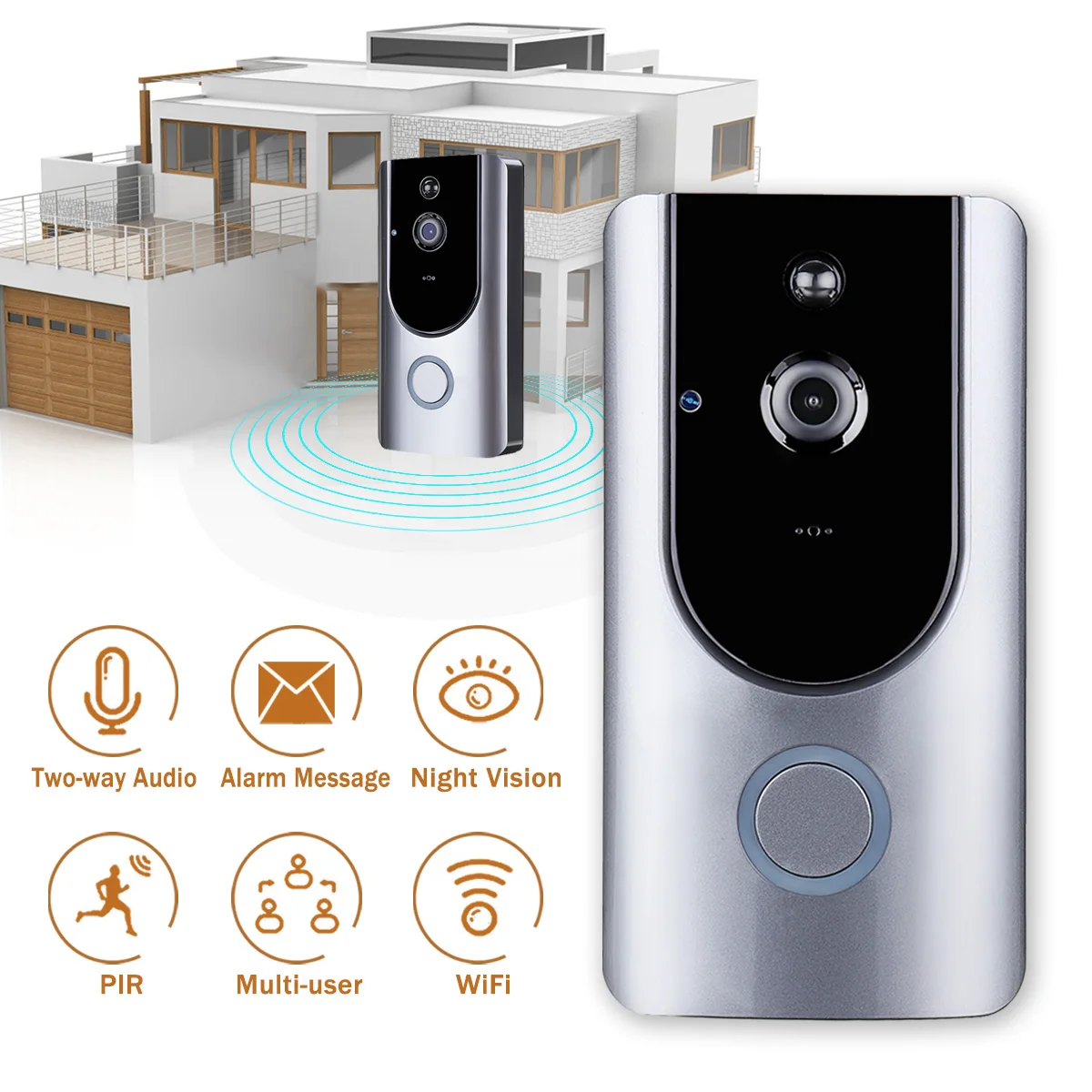 

1Set Wireless Video Door Phone HD PIR WIFI Doorbell Intercom Alarm Wireless Security Camera Outdoor Doorbell