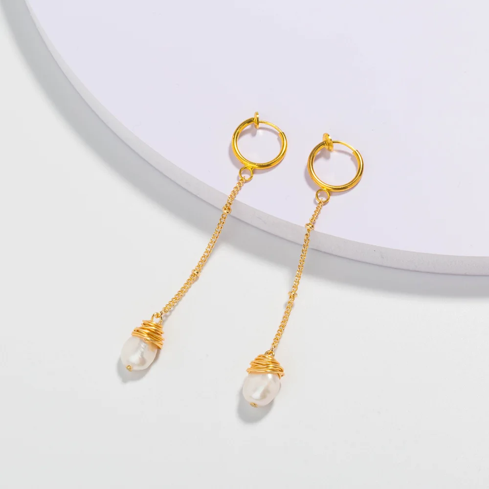 Модные богемные нестандартные длинные серьги в стиле барокко с пресноводным