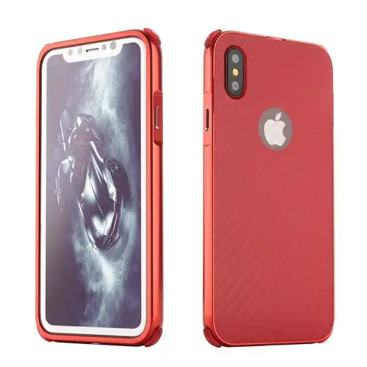 red Роскошный Гибридный чехол для Apple iphone 8 жесткий чехол из углеволокна металлический бампер+ PC Защитная крышка чехлы для iphone 8 shell - Цвет: red