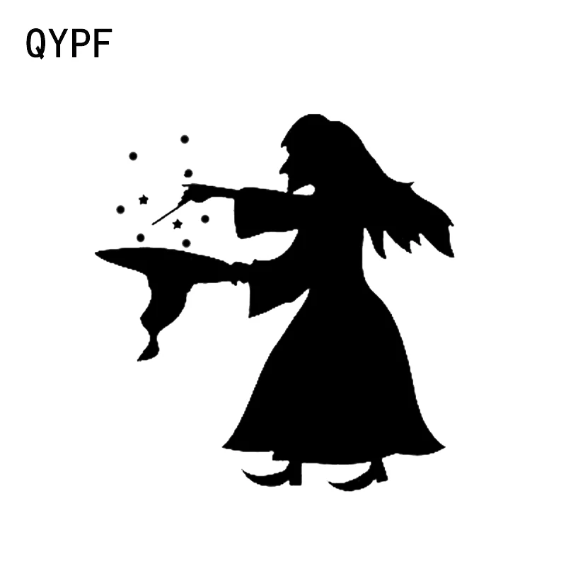 

QYPF 12.8*13.4 Coolest Halloween Witch Decor Car Sticker Vinyl Accessories Personalized Silhouette Reflective C16-2384