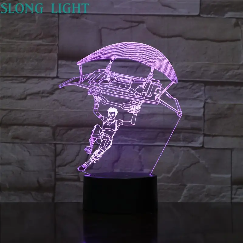 

Fornite game Paragliding children's night light room decoration sensor light bedside Fortnited Battle Royale 3d table lamp kids