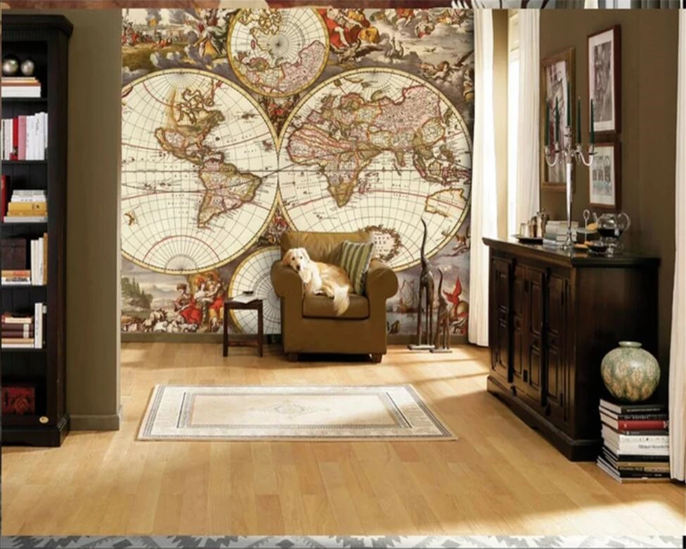 Beibehang пользовательские большие обои 3d фрески карта мира ретро ностальгические Гостиная ТВ фон обои домашний декор обои