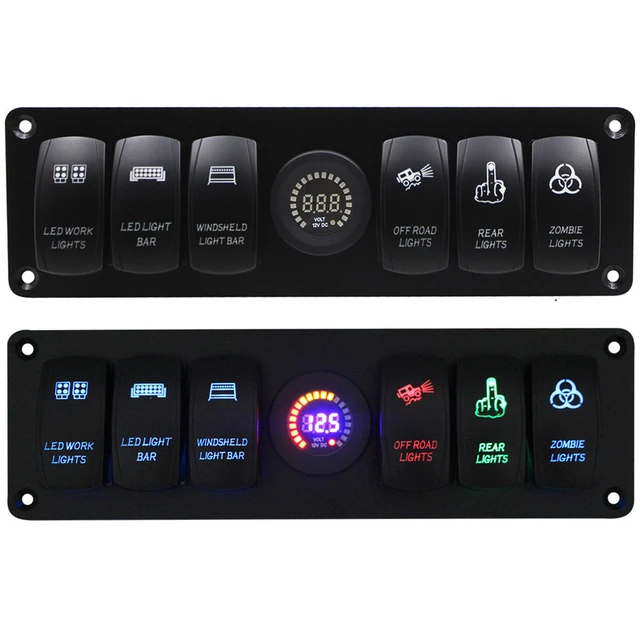 12V Switch Box Rocker with LED Light Indicator For Truck JEEP Offroad RV 6  Gang Toggle Controller Panel Durable - AliExpress