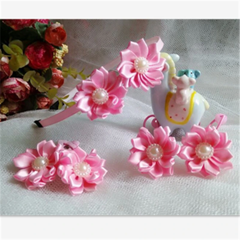

2017 New Fashion  Cute Kids Headwear 5pcs/Set Hairpins/Hairbands/Elastic hair bands Handmade Headbands Clips