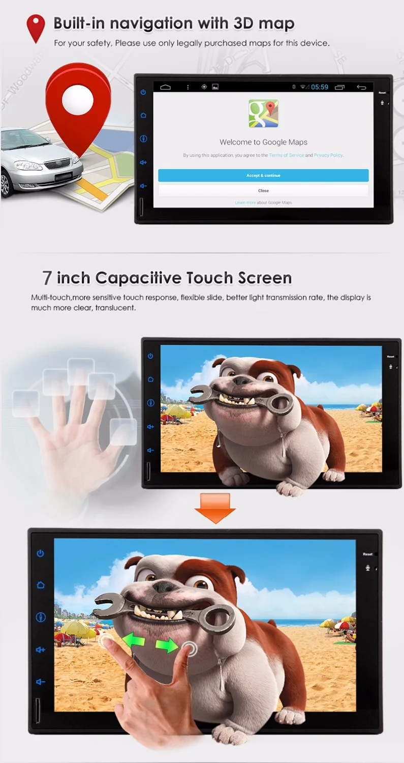 Flash Deal Auto Radio Car Multimedia Player 2 Din Car Stereo Bluetooth Android 5.1.1 Quad Core  HD Touch Screen Wifi USB SD GPS navigation 2