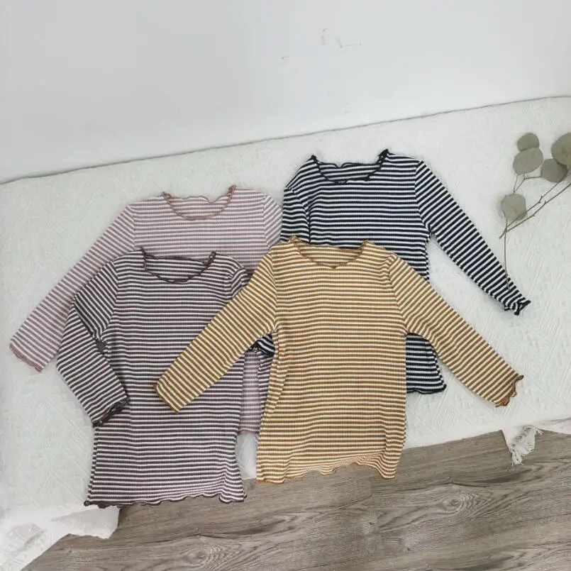 

2019 Spring Fall Winter T-shirt Striped Baby Toddler Shirts Children Girl Clothes T shirt Long Sleeve Girls T-shirts Tops JW6945