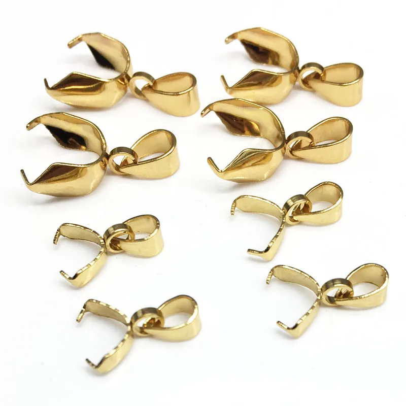 

10pcs Stainless Steel Pinch Clip Bail Clasp Dangle Charm Bead Pendant Connector Findings Gold Dull Silver Tone Jewelry Making