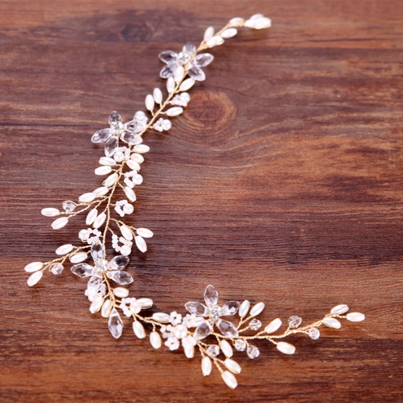 

Bride Hair Band Faux Pearl Wedding Jewelry Headband Handmade Bridal Accessories