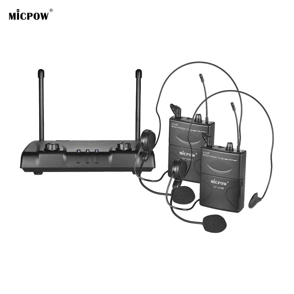 MICPOW W 10 VHF Dual Channel Wireless Microphone Mic 2 Headset