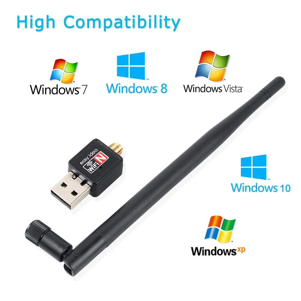 USB WiFi адаптер 150 Мбит/с 5dBi ПК Dongle Wi Fi антенна приемник мини Ethernet беспроводная