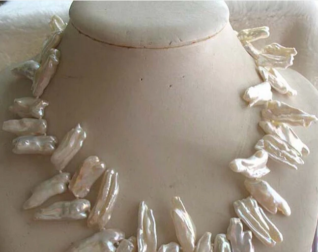 

Miss charm Jew1487 freshwater pearl white reborn keshi biwa necklace 17