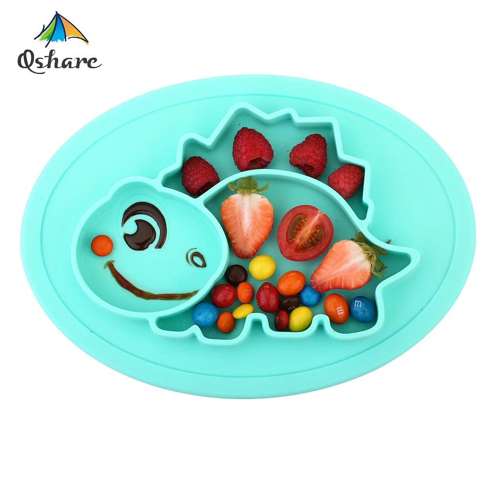 Qshare Baby Dishes Silicone Infant Bowls Plate Tableware Kids food Holder Tray Children Food Container Placemat for Baby Feeding