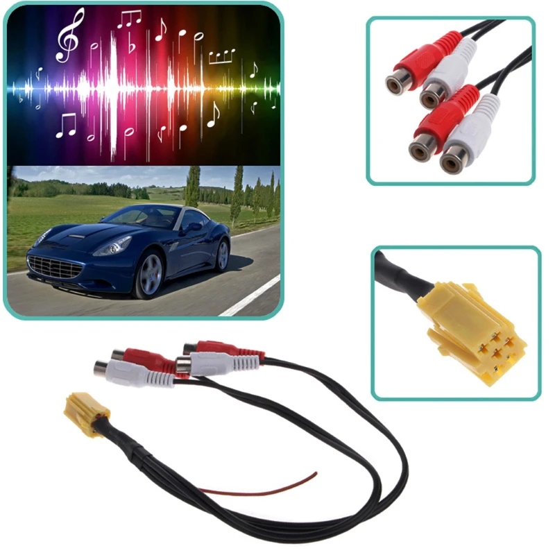 

Mini 6 Pin ISO Adapter Aux Line Out 4 Chinch Kabel 4 RCA Plug For VW Seat Skoda Blaupunkt VDO Audi Ford