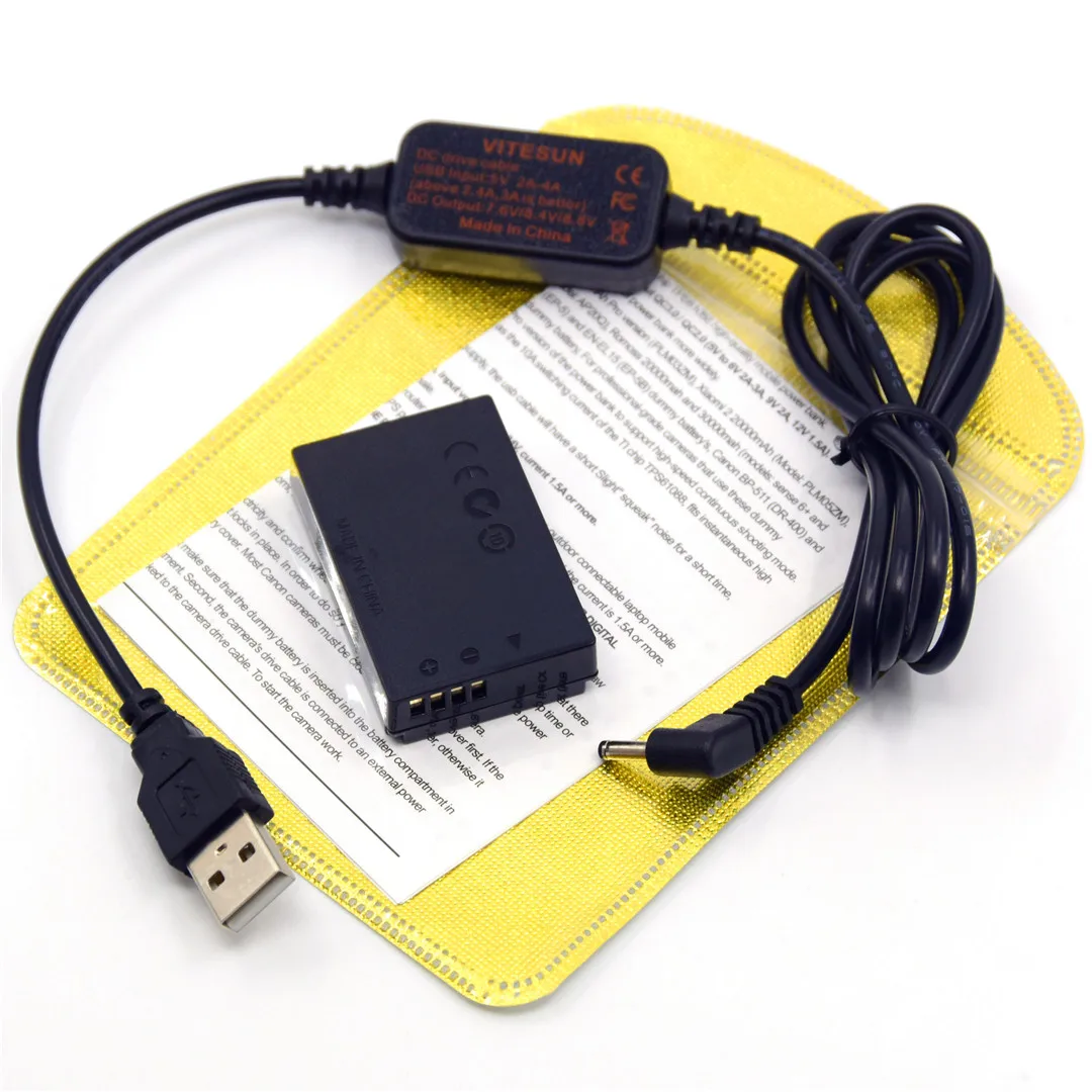 5V USB Charger Cable CA-PS700 USB Power Bank+DR-E12 DC Coupler LP-E12 Dummy Battery for Canon EOS M M2 M10 M50 M100 M200 Cameras