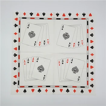 

20 vintage table napkins paper white tissue printed poker spade heart club diamond A decoupage wedding party decor serviettes