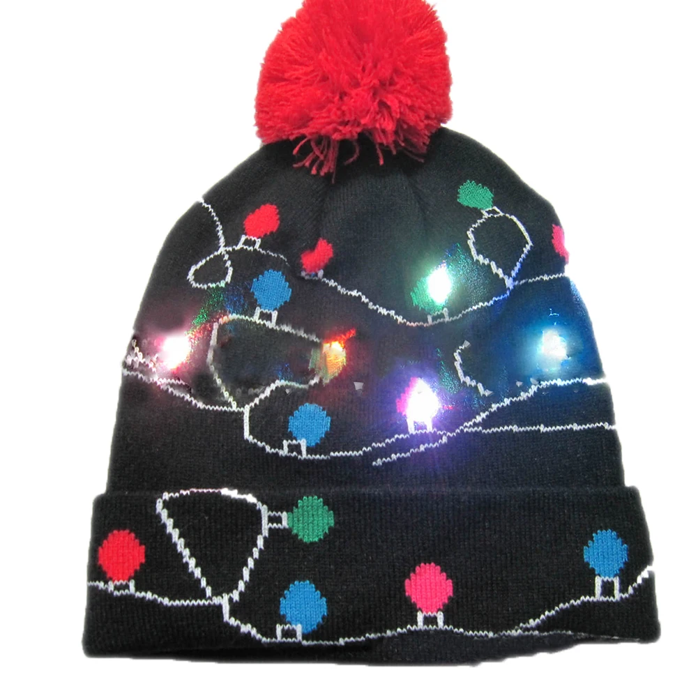 42 дизайна, светодиодный Рождественский головной убор, Шапка-бини, Рождественский Санта-светильник, вязаная шапка для детей и взрослых, для рождественской вечеринки