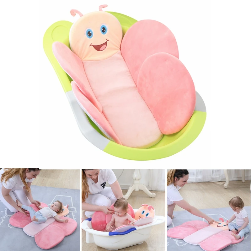 

Newborn Baby Bathtub Foldable Shower Bath Butterfly Infant Bath Tub Baby Sink Bath Baby Play Bath Safety Petal Pad Cushion Mat