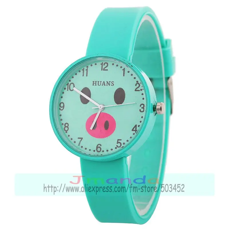 

100pcs/lot fashion pig nose cute silicone watch lovely kids quartz casual rubber wrist watch for children wholesale jelly watch