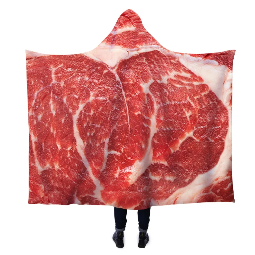

EHOMEBUY 2019 3D Blanket Hooded Blanket 3D Printing Soft Warm Pork Belly Hooded Blankets For Adults Kid Wearable Portable