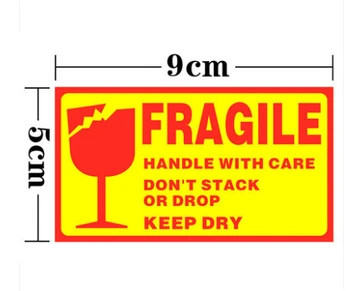 

Free registered mail shipping 108pcs 9*5cm handle with care keep dry shipping label in english fragile products stickers